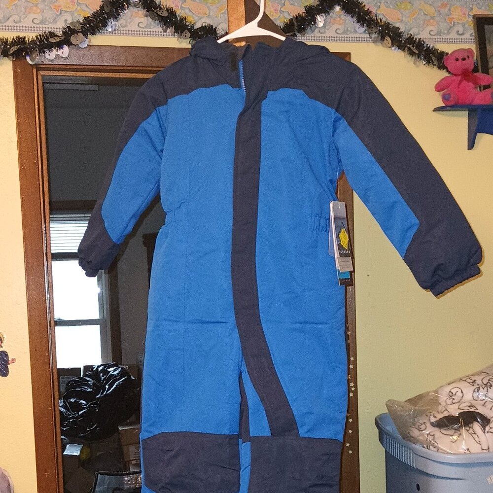NEW Iceburg Boys Insulated One-Piece Snow Suit with Hood Royal Blue Large